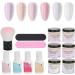 Nail Dipping Powder Set - Nail Kit Starter Nail Art Powder Professional Top Base Coat Gel Dust Brush 6 Color Manicure Tool Set for Nail Artist Salon Home Use (K1214) - Buy Online on GoSupps.com