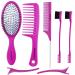 Shineworth 7-Piece Wig Brush Comb Set - Includes 1 Loop Brush  1 Wide-Tooth Brush  1 Metal tail Comb  2 Edge Brushes & 2 Hair Clips - Perfect for Synthetic Wigs  Hair Extensions & Human Hair