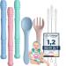 Okonkn bite tube Baby 5 Set Dental Aid Baby 3+2 Esslernl ffel Baby Beißring Baby BPA-Free Silicone Baby Accessories for Boys and Girls from 3 months+C I_5 Pieces