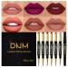 evpct 6 Pcs Lip Liner and Lipstick Set Kit DNM Chestnut Nude Dark Red Matte Matt Mat 24 Hour Lipstick Pen and Lip Kit with Lip Liner Pencil Long Lasting Set for Women labiales mate 24 horas originales 6 Count (Pack of 1)...