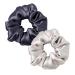 LILYSILK Silk Hair Scrunchies for Frizz Prevention 100% Mulberry Silk Hair Ties for Breakage Prevention Elastic ponytail Holders(Charcoal Purple+Bright Coffee) 2 count (Pack of 1) Charcoal Purple+Bright Coffee
