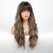 EMMOR Ombre Grey Blonde Highlight Color Wig with Bangs | Long Curly Heat Resistant Synthetic Hair - Natural Daily Look - Buy Online on GoSupps.com
