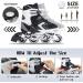 Nattork Kids Inline Skates with Light Up Wheels | Adjustable Outdoor Roller Skates for Boys and Girls | Safe & Durable Blades | Purple Pink Black Blue Black | Large-Youth (5-8 US) - Buy Online on GoSupps.com