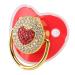 Baby Pacifier 6-18 Months Heart Shape Shiny Rhinestones Silicone Pacifier BPA Free Perfect Baby Luxurious Gift (Red)