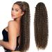 Drawstring Ponytail Extension 30 inch Long Curly Ponytail Hair Extension Synthetic Hairpiece for Women(Mix8/10# 30 inch) 30inch-Mix8/10#