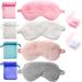 HappyDaily Pack of 4 Beautiful and Comfortable Sleep Masks with Boxed Soft Foam Ear Plugs and Luxury Travel Pouches (Plush - White/Pink/Champagne/Grey)