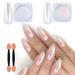 Artdone 2 Jars Chrome Nail Powder White Pearl and Red Pearl Iridescent Aurora Powder Metallic Mirror Effect Pigment Pearlescent Mermaid Pigment Pearl Glitter Dust Kit Nail Art Decoration Resin Craft White and red pearl