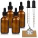 4 Pack 1 oz Amber Glass Dropper Bottles Plus 2pcs Graduated Calibrated Glass Pipettes (1ml)- 30ml Dark Brown Tincture Bottles with Eye Droppers for Essential Oils Liquids - Leakproof Travel Bottles Plus 2 Graduated Pipettes