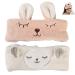 Spa headband women hair band cosmetics loop pink elastic hair band for washing cosmetics make-up forehead straps cute for washing spa yoga beauty facial care and make-up (pink beige) 2 pieces