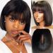 RULINDA Wear and Go Human Hair Bob Wig With Bangs 180 Density Realistic Look 3x1 HD Lace Glueless Wigs Short Black Bob Wigs With Bangs 100% Brazilian Human (10inches) 10 Inch Bob Wig With Bangs