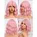 WOKESTAR Bob Curly Wig 12 Light Pink with Fringe - Short Synthetic Wavy Wig for Women - Buy Online on GoSupps.com