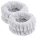 Housoutil Lot de 2 Bracelets en Flanelle Gris pour Lavage du Visage Bandeaux et Bracelets de Spa Absorbants lastiques de Lavage Doux et Pratiques pour Soins du Visage et Maquillage
