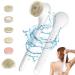 Emooncn 6 in 1 Electric Body Brush Set for Showering Rechargeable Shower Brush for Body with Long Handle Electric Bath Scrub Brush Kit with 7 Spin Brush Heads Waterproof Silicone Facial Brush (White)