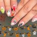 Halloween Ghost Press on Nails Gel Glue on Nails 24Pcs Glossy Black Spider Web Acrylic Medium Almond False Nails Devil Mummies Fake Nails Stick on Nails for Women Girls with Halloween Monster Design Halloween 1