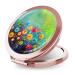 iampanda Compact Rose Gold Mirror for Women Round Mini Pocket Makeup Mirror for Purse Cute Portable Folding Travel Mirror with 2X Magnifying (Watercolor Nature Landscape Floral)