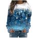 Christmas Sparkly Snowflake Print Tops,Women V Neck Long Sleeve Tshirts Casual Plus Size New Year Party Sweatshirt B01#blue 3X-Large