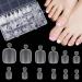 Tomicca 240 pieces transparent artificial toenails kit 12 sizes false toenails for sticking on full cover acrylic artificial tooth hinge tips for women women nail art DIY 240 pieces long