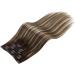 Moresoo Dark Brown and Caramel Blonde Balayage Clip in Human Hair Extensions - 20 Inch, 7 Pieces, 120g - Buy Online on GoSupps.com
