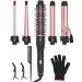 ANIEKIN 5-in-1 Curling Iron Set Includes a Curling Brush and 4 Interchangeable Ceramic Wands (0.39 -1.25 ) Instant Heat Dual Voltage Hair Curler Great Gift for Girls and Mother