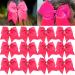 CEELGON 12PCS 8 Large Cheer Bows Ponytail Holder Elastic Hair Ties Pink Grosgrain Ribbon Cheerleading Bows for Teens Women Girls Sports Cheerleaders 8 Inch (12 Packs) Pink