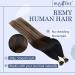 RUNATURE Nano Ring Balayage Human Hair Extensions | Black to Brown Ombre with Caramel Blonde | 14 Inch 50g A-Nano-#1B/4/27 - Buy Online on GoSupps.com