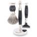 JAG Shaving Razor Set - 4-Part Luxury Gift Set with Dachshaar Brush 3 Blades Bowl & Stand - Premium Men's Grooming - Buy Online on GoSupps.com