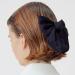 Bow Hair Clip Set for Women - 2pcs Big Bowknot Hairpins with Ribbon | French Hair Barrettes in Solid Black White | Soft Satin Silky Hair Accessories for Girls - Buy Online on GoSupps.com