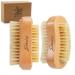 2 Pieces Natural Wooden bristle nail brushes for Cleaning Fingernail and Toenail non-slip two-sided Grip Hand foot Nail Brush Set Manicure Pedicure Scrubber Supply Men Women Girls natural wood color