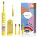 Musical electrical toothbrush for children rechargeable intelligent caricature toothbrush for children old 3-12 with 2 minutes timer 3 modes 4 brush heads 8620 yellow + 4 brush heads + holder