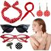 Dyeulget 50s Costumes for Women 1950s Headbands and Drop Earrings Set | Cat Eye Glasses with Vintage Polka Dot Hair Bands and Headband for Women Red One Size - Buy Online on GoSupps.com