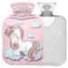 Naanle cute unicorn hot water bottle with reference transparently warm water bottle 1l of warm stool for pain relief hot and cold therapy bed hand feet warmer