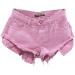 UCK-KIT Pink Denim Shorts for Women Sexy Low Waist Shorts Ripped Skinny Denim Shorts Pink MM Pink Pink