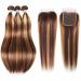 10A Brazilian Straight Ombre Highlight Bundles with Closure - P4/27 Color - 18 20 22 + 16 inch Free Part Closure - Virgin Remy Human Hair - Buy Online on GoSupps.com