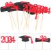 HOLIDYOYO 12pcs 2024 Graduation Season Cake Insert Graduation Cake Toppers Graduation Party Decorations Top Hat Party Supplies Grad Party Cupcake Topper Paper Cup Dessert Props Red - Buy Online on GoSupps.com