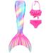 Dnfun mermaid tail with bikini for swimming for girls mermaid cock swimming costumes for children without deposits hard monofloss 3 pieces g026 110