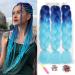 Showjarlly Kanecalon Kunsthaar Hair KanCalon Hair Braids Extension Ombre Jumbo Braid Hair extension 24 " Kanecalon braids Box Hair Kunsthaar Hair for braid Sapphire blue/sky blue# 61cm-24zoll (3 SPALL)