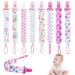 8Pcs Dummy Clip Girls Baby Pacifier Clips Soother Clip Chains Dummy Strap Silicone Ring Adapter for All Dummies Soothers Teething Toys Newborn Essentials Pink
