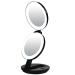 VrHere MirriM LED Lighted Travel Makeup Magnifying Mirror Magnifies 10x and 1x  Luxury Double Side and Folding Pocket Vanity/Cosmetic Mirror (Black)