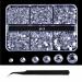 1600 pieces of Glitter Rhinestones for Nails Transparent Crystal and Diamond Crystal AB Nail Art Decorations with 1 Tweezer (6 Sizes) (1600 Pieces)