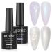 MIZHSE White Nail Polish Pearl Aurora Shell Spiral Gel Nail 2PCS UV/LED Lamp Long Lasting 10ml*2 for Professional Nail Art Manicure Salon DIY at Home BMLWJ245