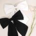 2Pcs Big Satin Hair Bows for Women Girls | 10 Inch Barrette Hair Clip | Black White Silk Ribbon Wedding Bows | French Style Hair Accessories - Buy Online on GoSupps.com