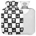 NAANLE black and white Plaid fish hot water bottle with cover transparent bag hot water bottle 2l large hot hot water bottle for bed handfoot heat pain relief heat and cold therapy