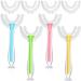4 Pack Kids Toothbrush U Shaped Toothbrush with 4 Pcs Silicone Brush Head 360 U Type Whole Mouth Toothbrush Half Circle Toothbrush for Toddlers Children Ages 2-6 (Bright Colors Classic Style) Classic Style Bright Colors