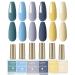 LanFo Gel Polish Set Blue Gray Yellow Colors Gel Polish Spring Summer Nail Polish Gel Nail Polish UV LED Soak Off DIY Nail Art Manicure at Home Blue and Yellow