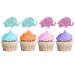 Elephant Gender Reveal Cupcake Toppers Elephant Baby Shower Cupcake Toppers Small Elephant Themed Dessert Picks Baby Girl Birthday Party Decoration - Pink & Blue Glitter