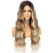 Ombre Brown Long Wavy Synthetic Lace Front Wig for Women - Heat-Resistant 22 Inches Natural Look - Buy Online on GoSupps.com