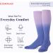 Comrad Knee High Compression Socks - 15-20mmHg Soft & Breathable Unisex Wide Calf Medium Purple/Denim Ombre - International Shipping Available - Buy Online on GoSupps.com