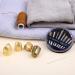 Adjustable Metal Bronze Sewing Thimble Set with Finger Protector and Needles - Hand Embroidery Craft Kit - Buy Online on GoSupps.com