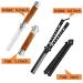 Wood Grain Switchblade Comb Set - 2 Pieces Black Stainless Steel Folding Butterfly Comb and Push Button Hair Brush - Ideal for Outdoor Training Practice - Buy Online on GoSupps.com