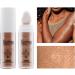 Highlight Powder Makeup 9g Highlighter Long-wearing Glitter Makeup Cosmetic Natural Long-Wearing Smudge Proof Lip Tint Face Cream Blush Set Lightweight Blendable Formula For Women Girls #3 Golden Brown - Buy Online on GoSupps.com